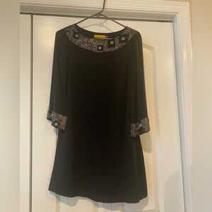 Alice + Olivia black silk mini dress with beading